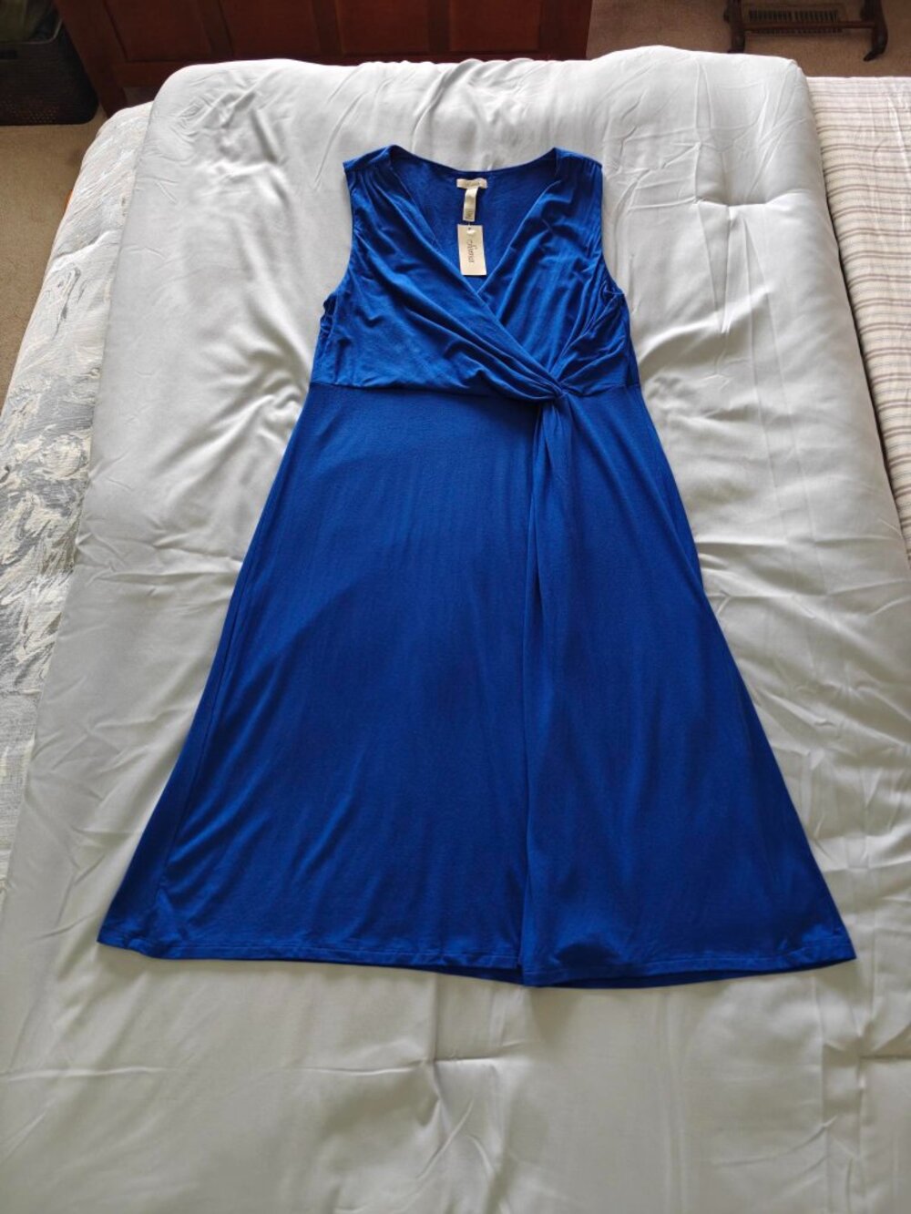 Blue Soma sleeveless knit dress with twist front NWT